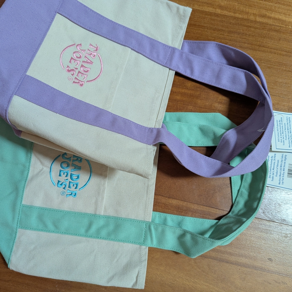 Purple and Green Tote Bag Set